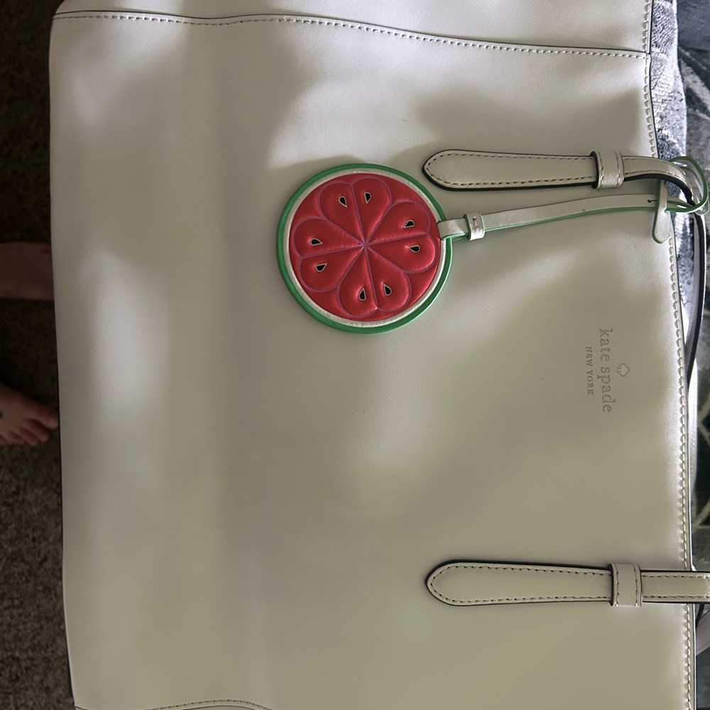 Kate Spade Red and White Tote with Watermelon Charm